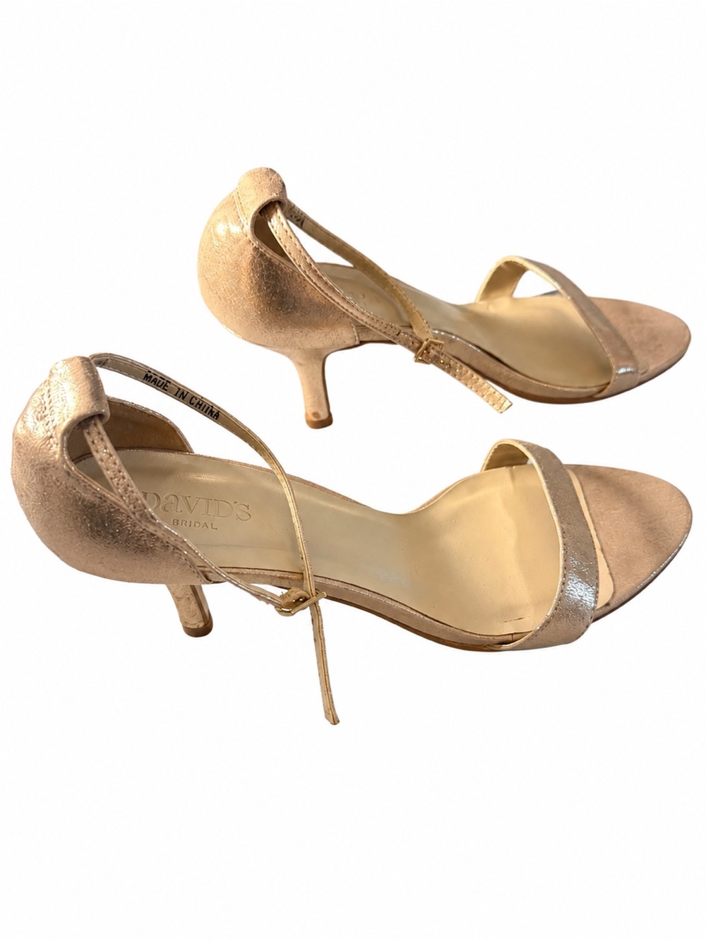 David's Bridal Metallic Gold Open-Toe Heel Sandals